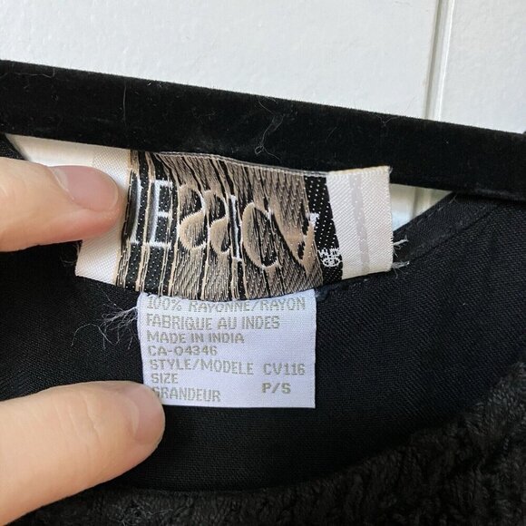 Vintage Jessica Maxi Dress Womens S Black Crochet Top Sheer Gauze Whimsigoth - Picture 5 of 6